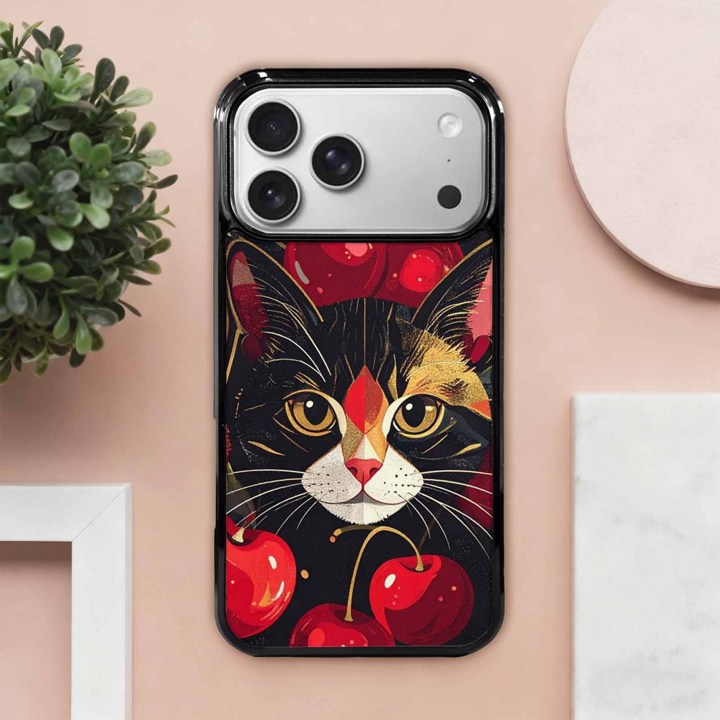 iPhone 17 Pro Max Case — Retro Cherry Cat Retro Vintage, Custom Printed Phone Case
