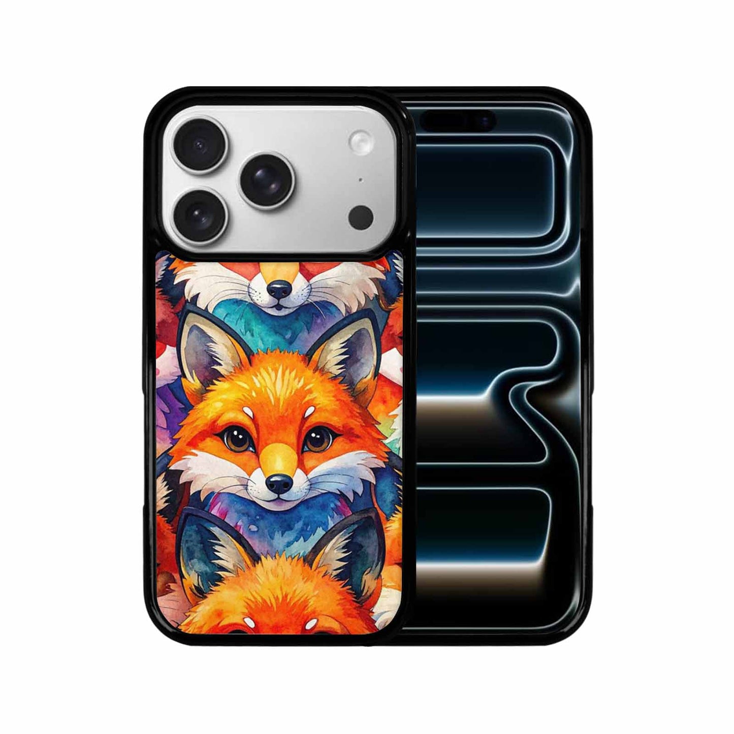 iPhone 17 Pro Case — Watercolor Kawaii Fox Faces Watercolor Abstract, Custom Designed Case Cover