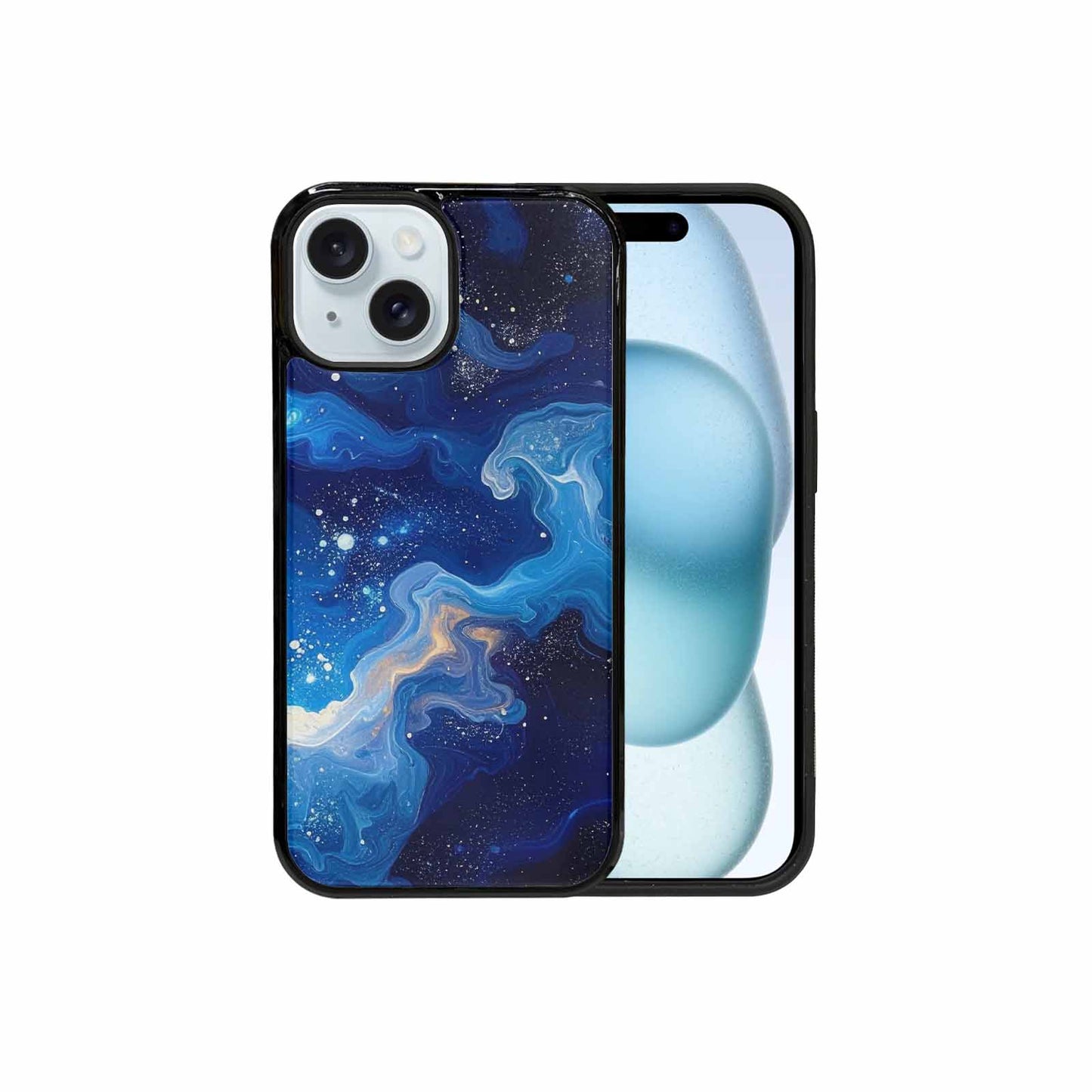 iPhone 15 Case — Galaxy Art Blue Starfield Small Galaxy, Custom Phone Case