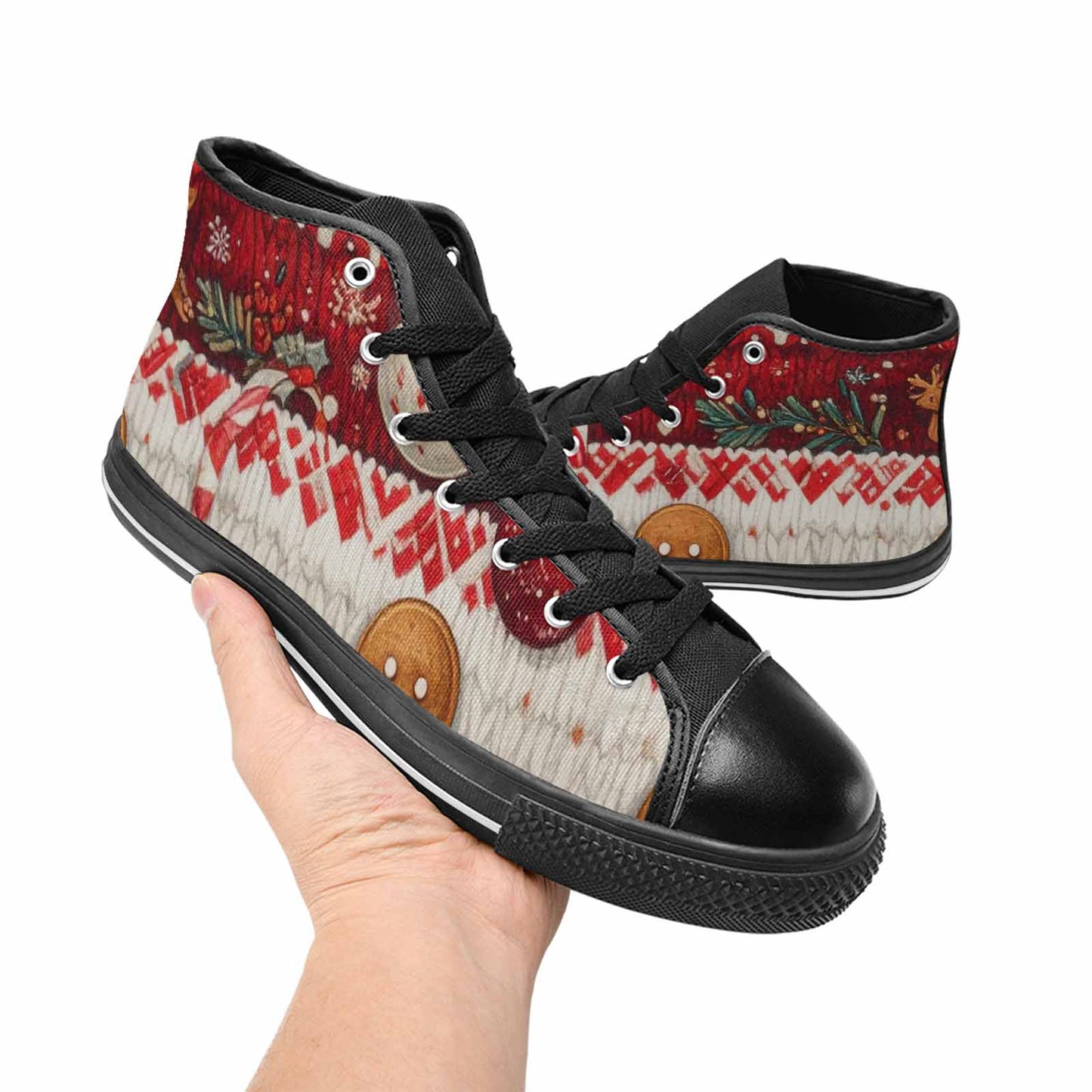 WOMEN'S Christmas Holly Snowflake High Top Canvas Aesthetic Shoes