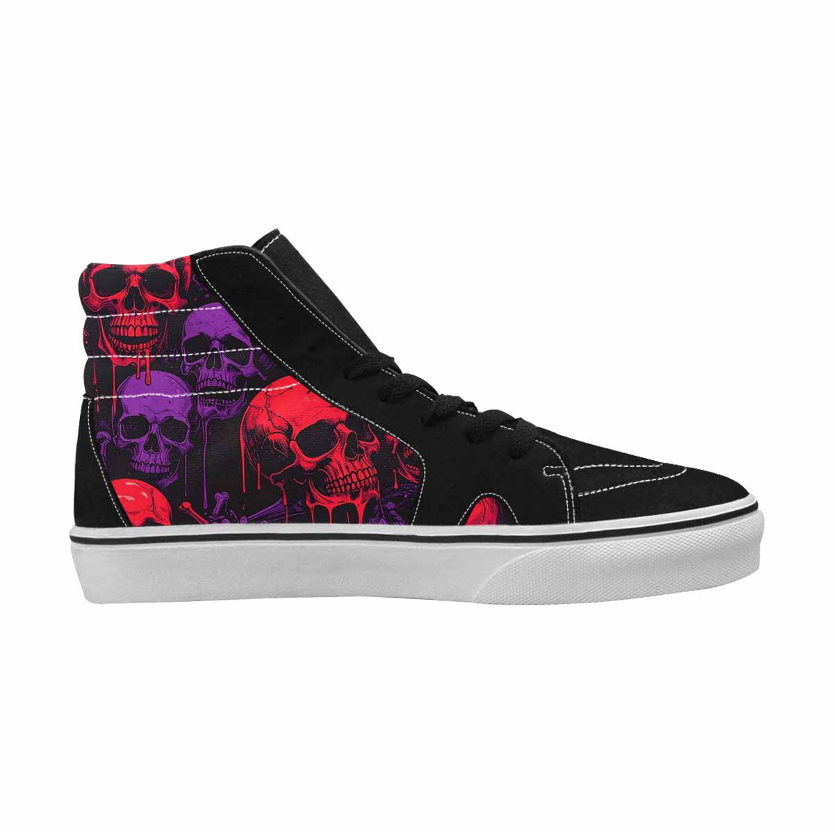 MEN'S Red + Purple Skeletons High Top Canvas Surreal Custom Shoes