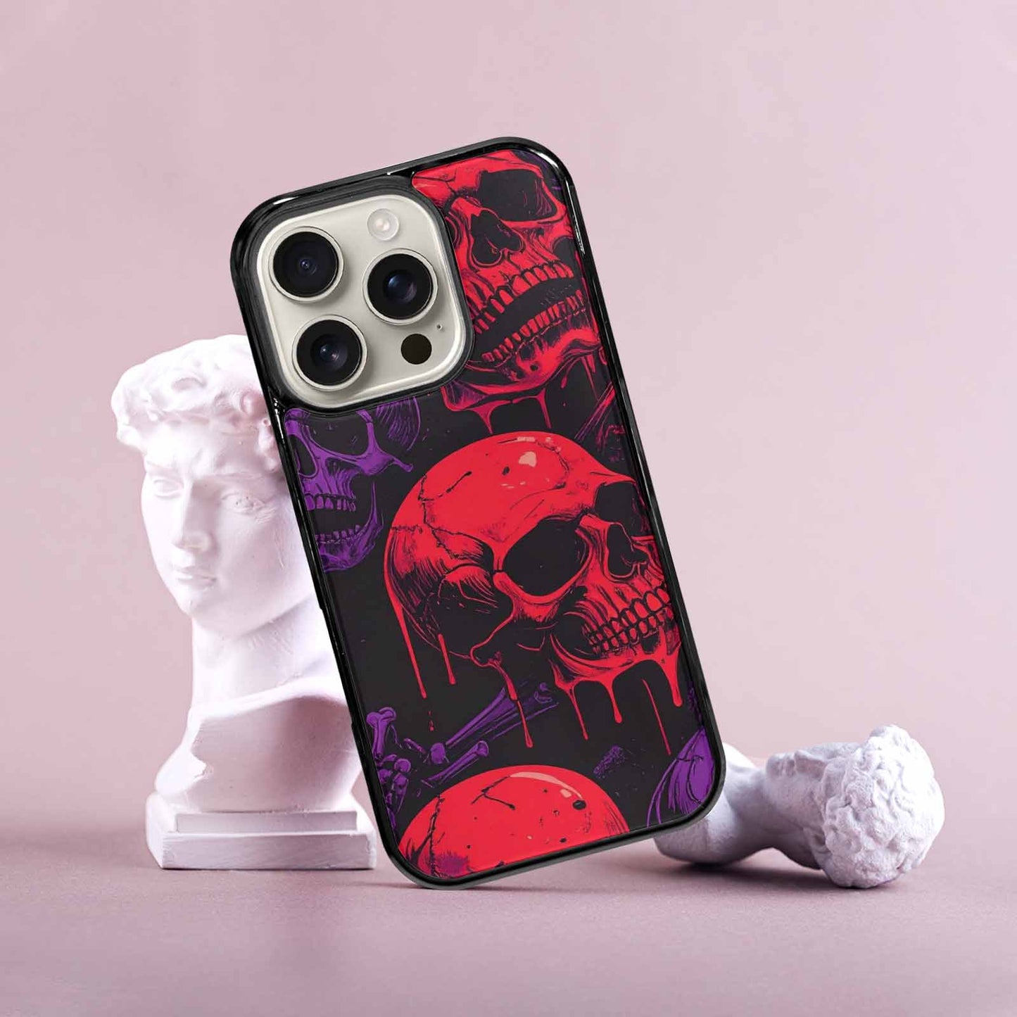 iPhone 16 Pro Case — Red Purple Skeletons Neon Drip Melting, Original Design Phone Case