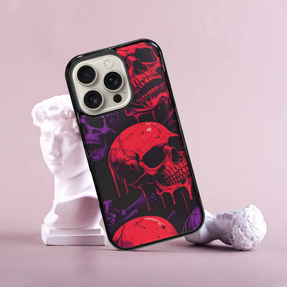 iPhone 16 Pro Case — Red Purple Skeletons Neon Drip Melting, Original Design Phone Case