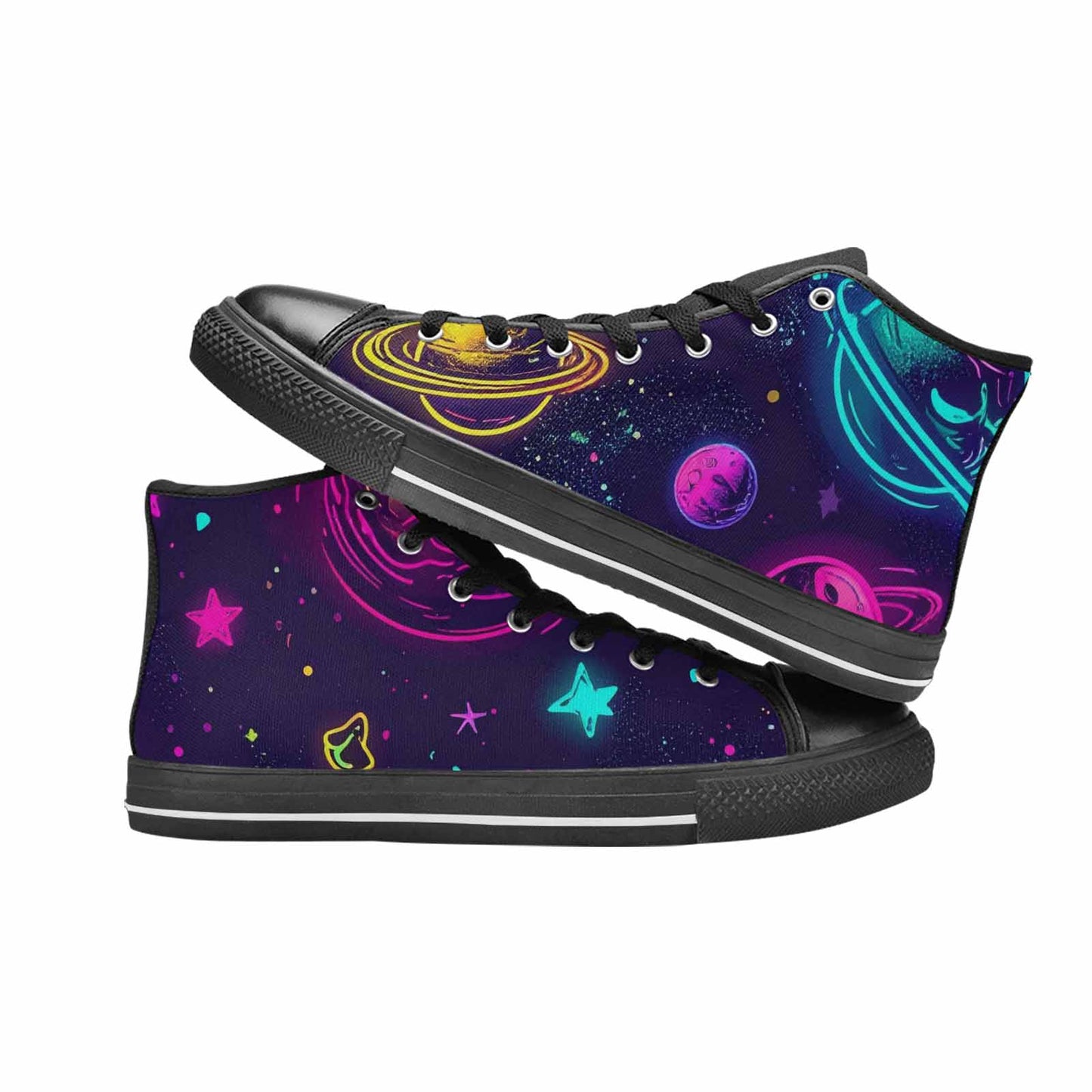 MEN'S Space Galaxy Astronaut High Top Canvas Grunge Custom Sneakers