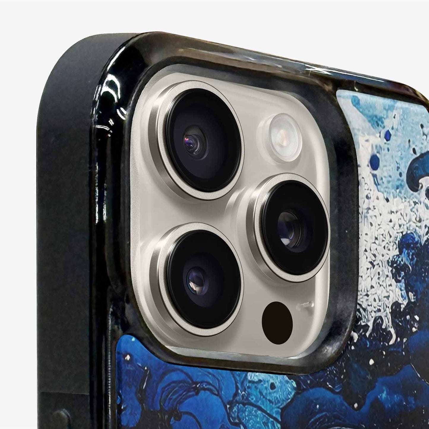 iPhone 15 Pro Max Case — Nautical Wave Black Blue Ink Wave, Custom Made Phone Cover