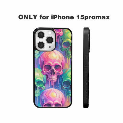 iPhone 15 Pro Max Case — Candy Color Dripping Skulls Custom, Custom Phone Case