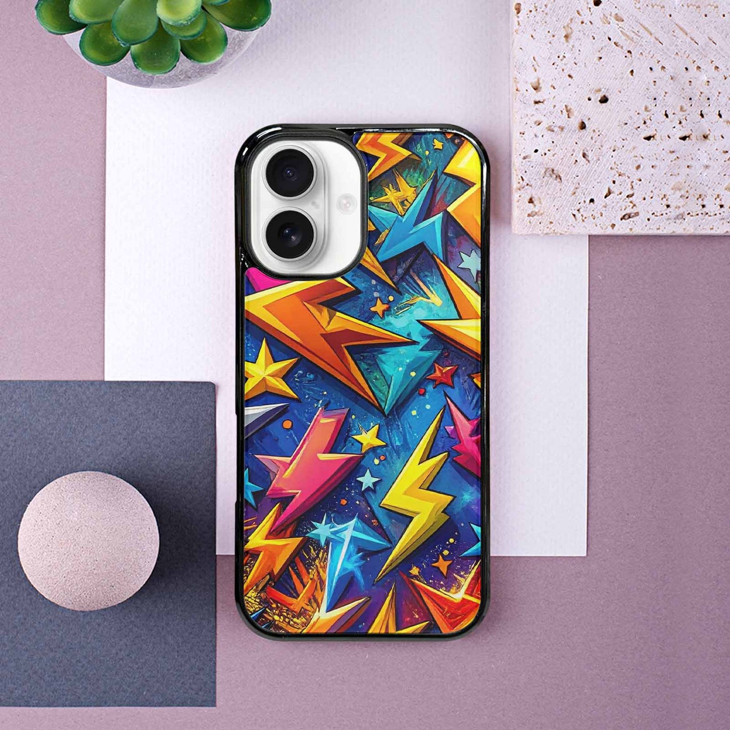 iPhone 16 Case — Lightning Bolt Storm Pattern Hundreds Of, Custom Art Phone Cover