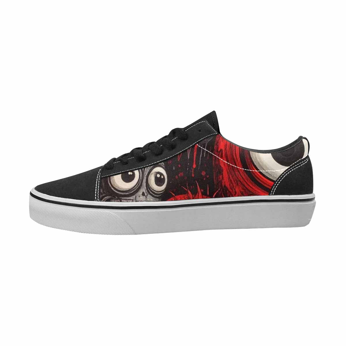 MEN'S Monsters Black & Red Ink Canvas Unique Print Surreal Custom Print Sneakers