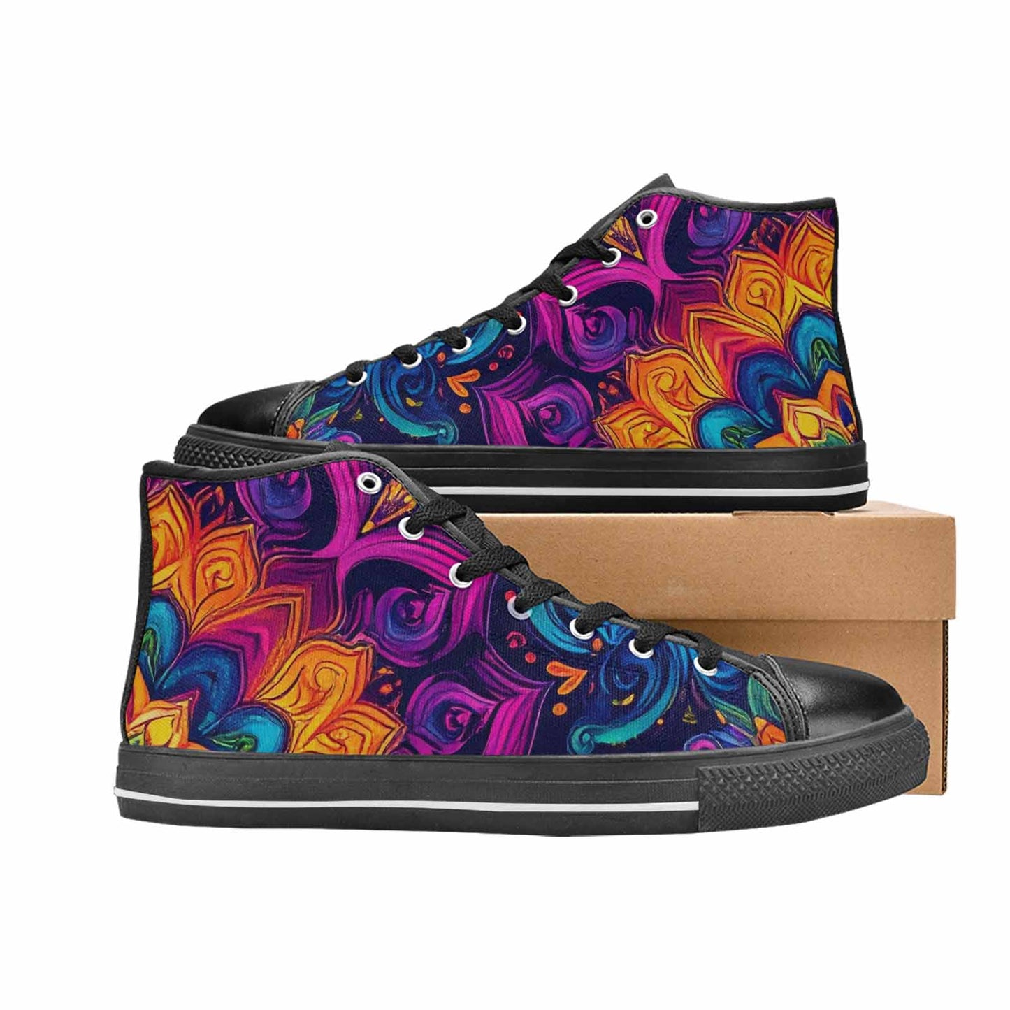 MEN'S Tie Dye Mandala High Top Canvas Dreamcore Custom Shoes