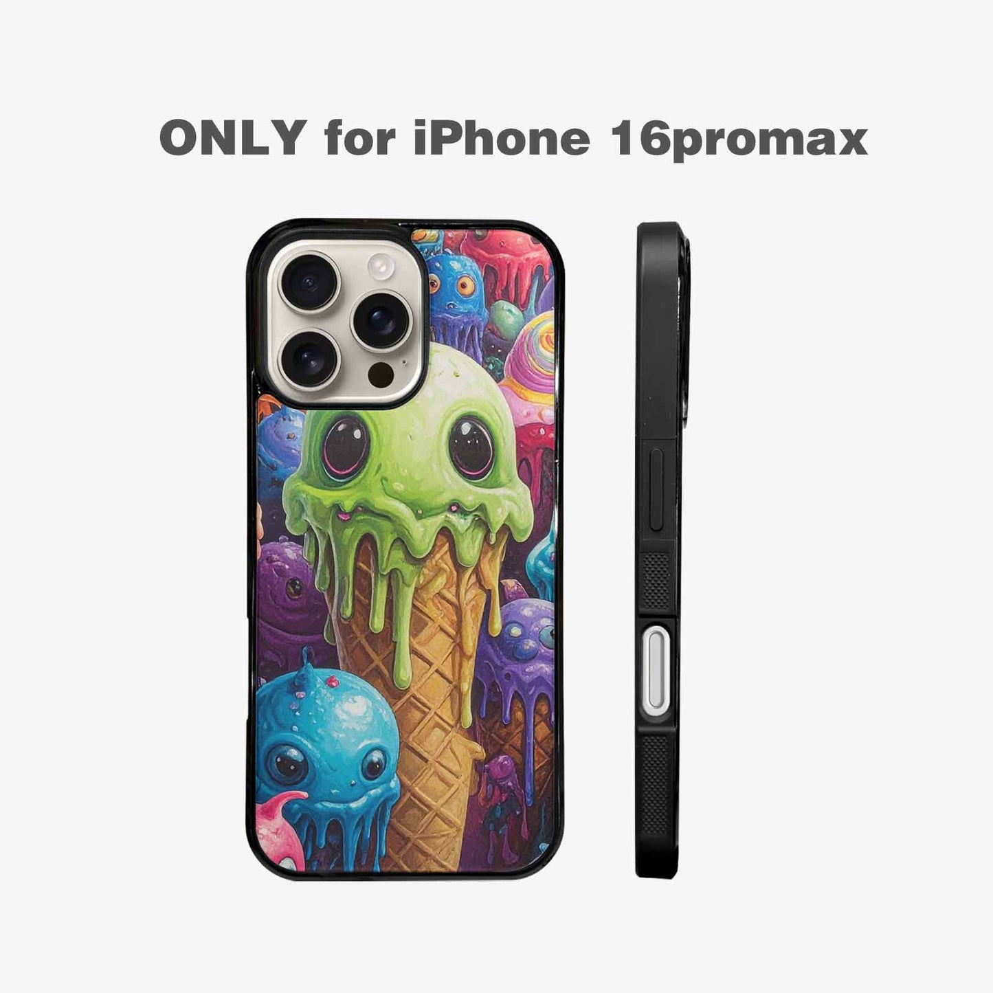 iPhone 16 Pro Max Case — Melting Ice Cream Monster Charac, Custom Art Phone Cover