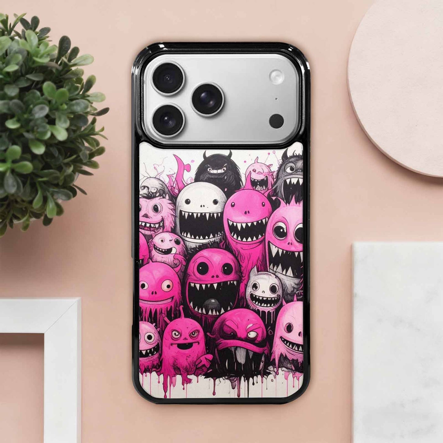 iPhone 17 Pro Max Case — Monsters (general) Black &amp; Cartoon Cute, Custom Print Case Cover