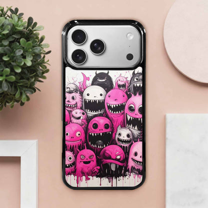 iPhone 17 Pro Max Case — Monsters (general) Black &amp; Cartoon Cute, Custom Print Case Cover