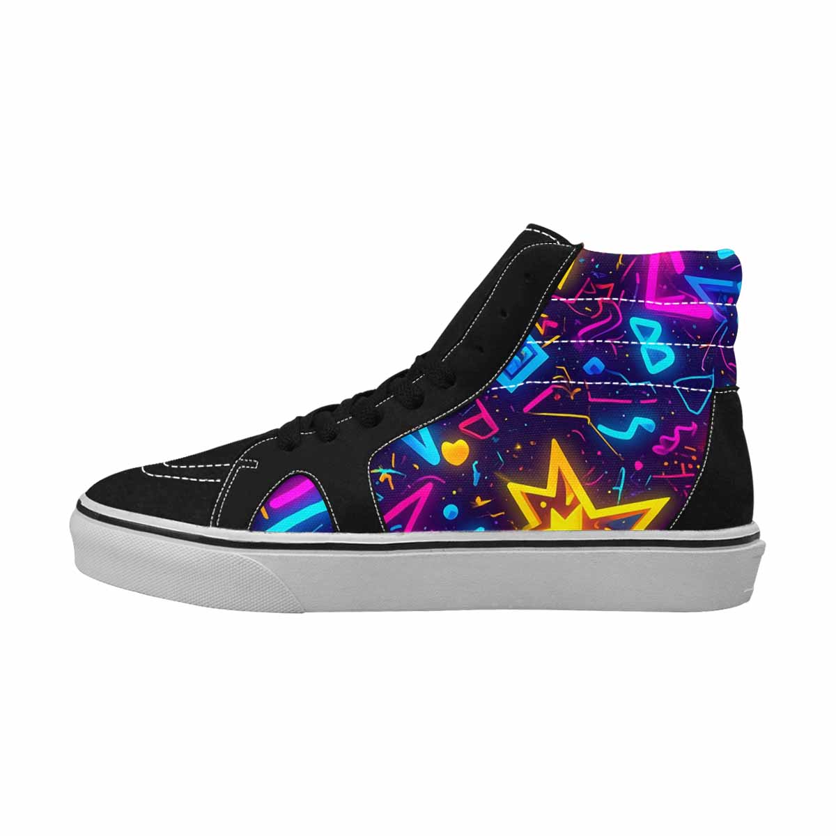 MEN'S 80s Retro Motif High Top Canvas Kaleidoscope Sneakers