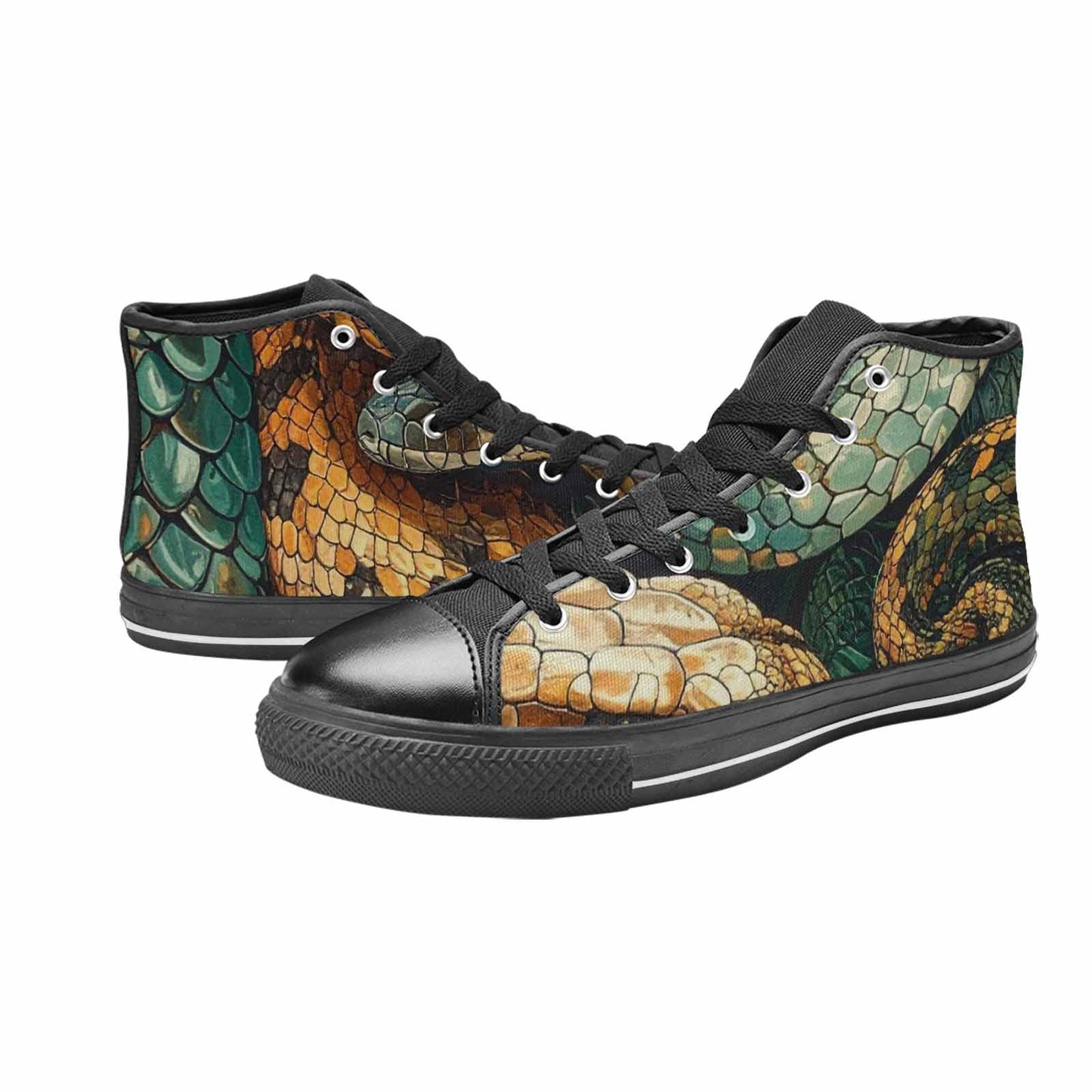 MEN'S Snake Skin Reptile High Top Canvas Surreal Shoes