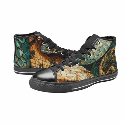 MEN'S Snake Skin Reptile High Top Canvas Surreal Shoes