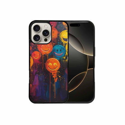 iPhone 16 Pro Max Case — Smiley Faces Glow Smiley Faces Pattern, Custom Printed Phone Case