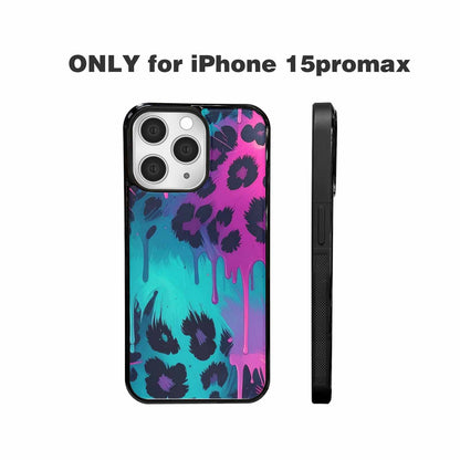 iPhone 15 Pro Max Case — Leopard Melting Neon, Personalized Phone Case
