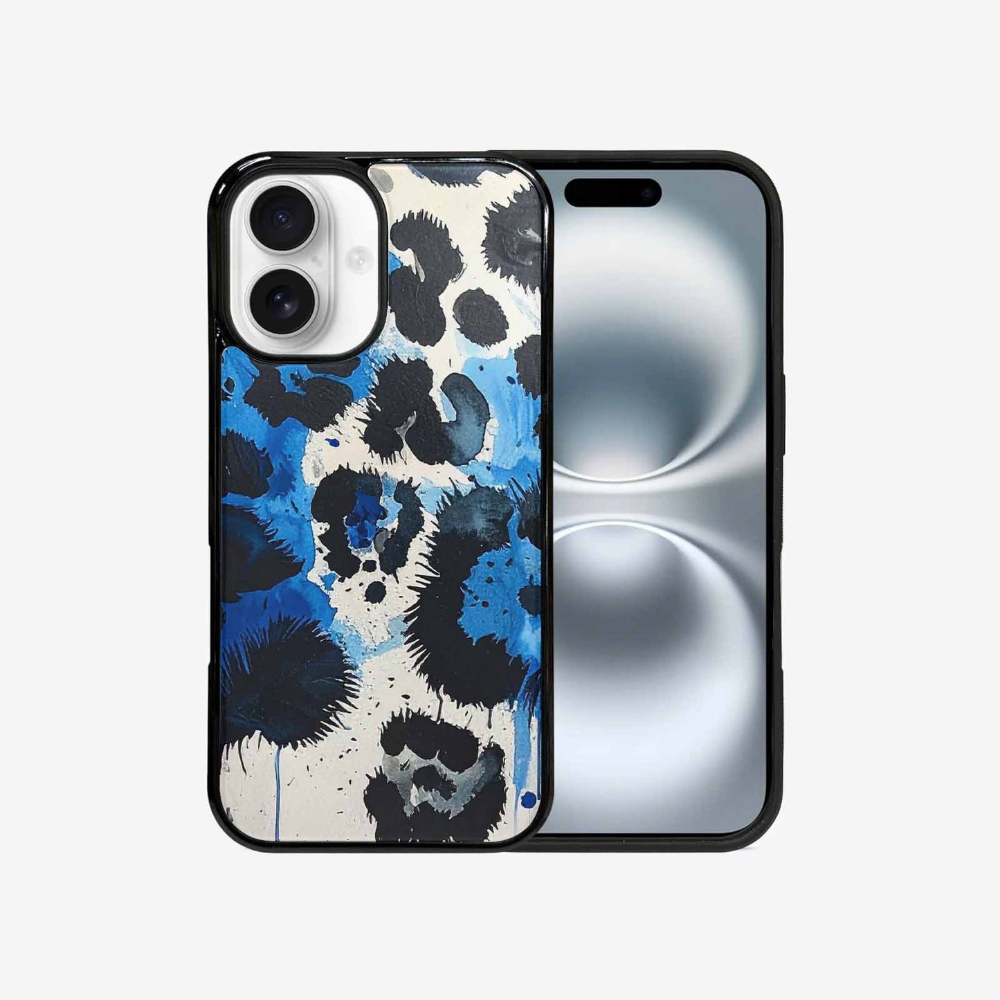 iPhone 16 Case — Animal Print Black Blue Ink Animal, Customized Protective Case