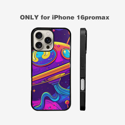 iPhone 16 Pro Max Case — Alien Ufo Cartoon Art Pattern Groovy, Custom Phone Case