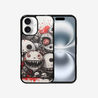 iPhone 16 Case — Multi Eye Monster Black Red Ink, Personalized Phone Case