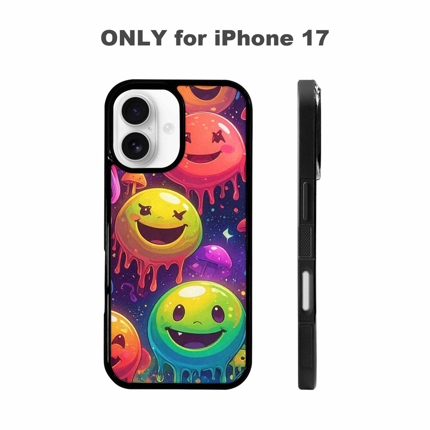 iPhone 17 Case — Melting Rainbow Smiley Faces Original Art, Custom Phone Case