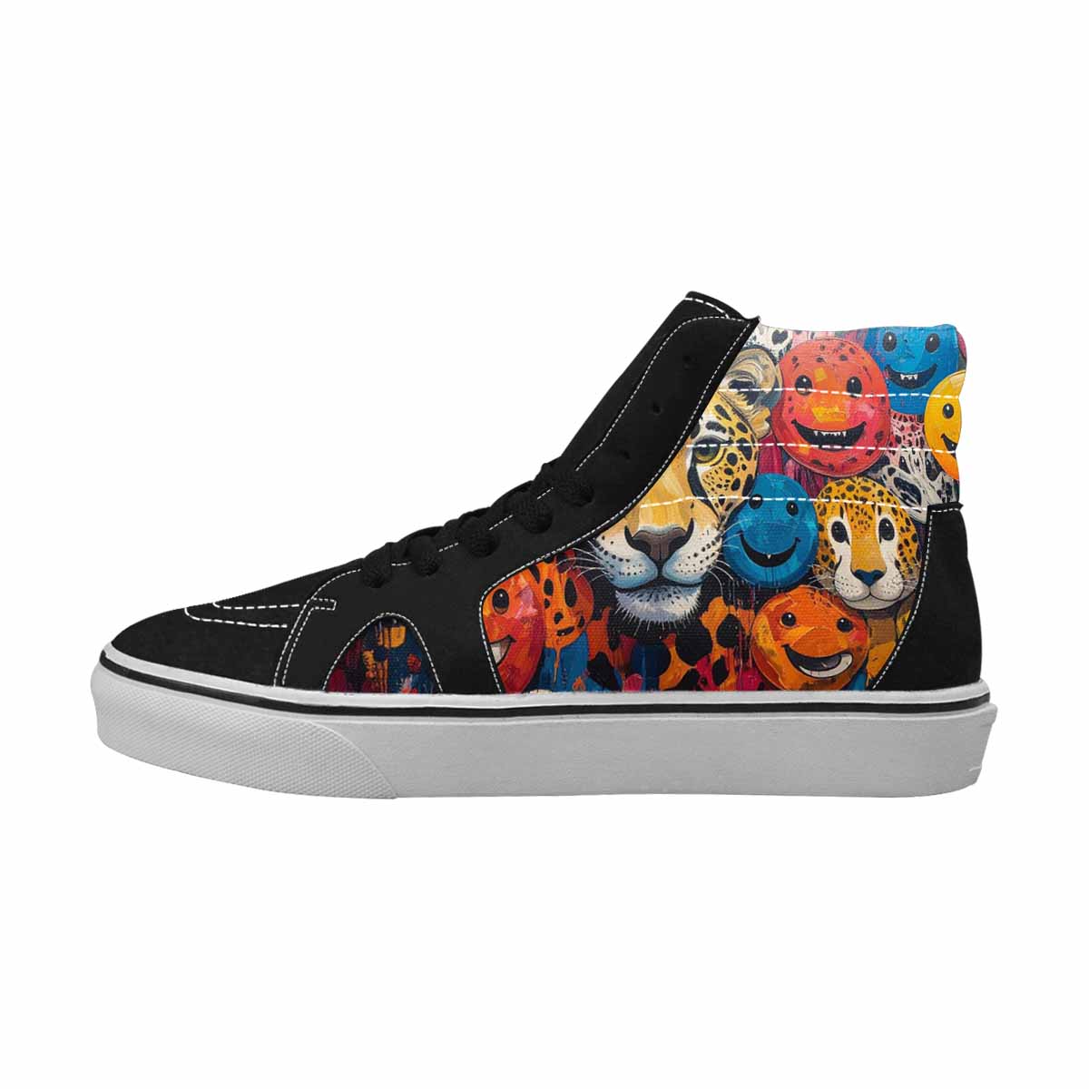 MEN'S Smiley Faces High Top Canvas Kaleidoscope Custom Sneakers