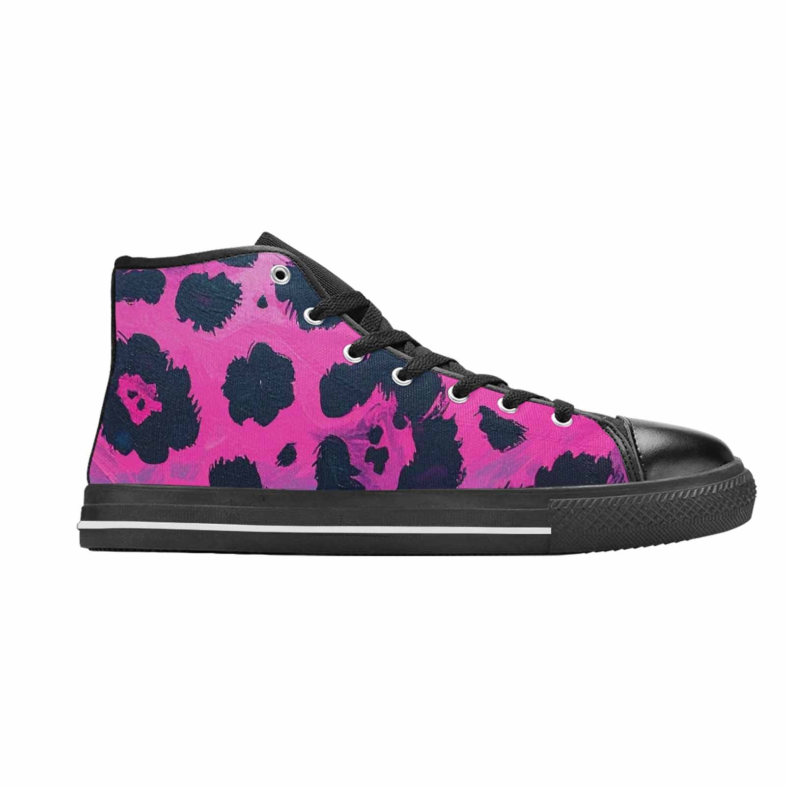 WOMEN'S Leopard Neon Pink Teal Airbrush High Top Canvas Surreal Sneakers