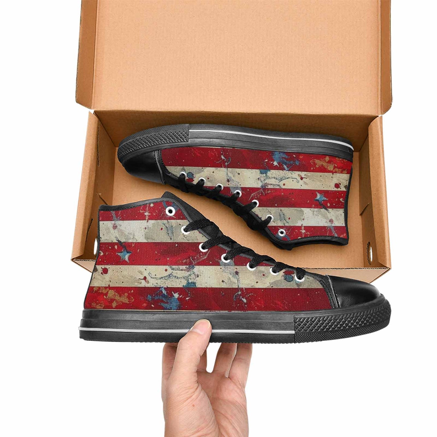 MEN'S American Flag Stars High Top Canvas Y2K Custom Sneakers