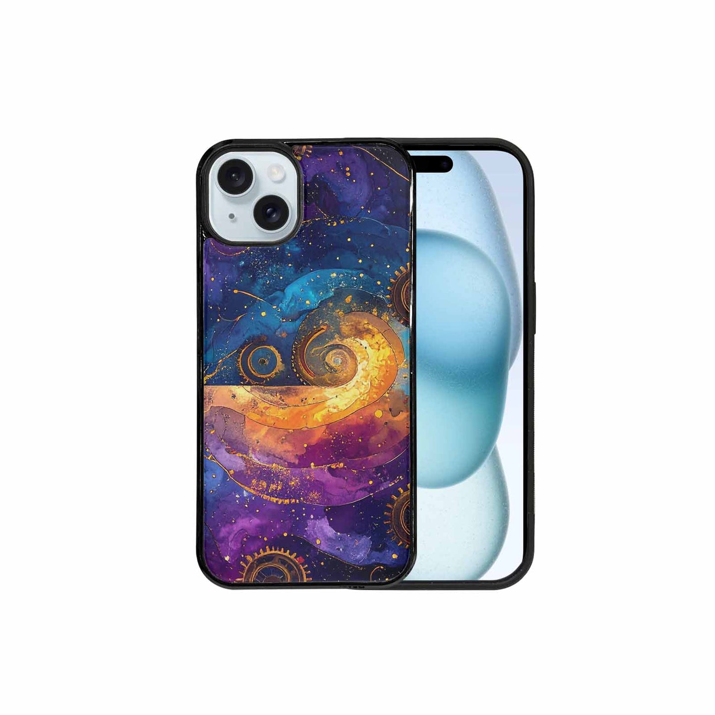 iPhone 15 Plus Case — Steampunk Galaxy Art Seamless Pattern Vibrant, Unique Phone Case Design