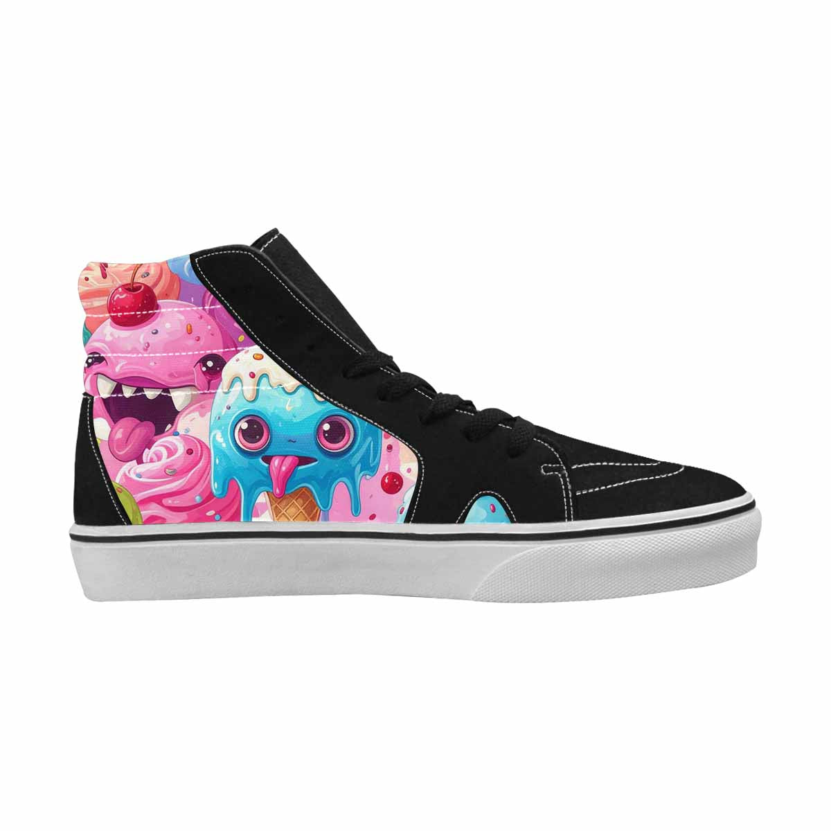 WOMEN'S Melting Icecream Monster Cherry High Top Canvas Dark Academia Custom Sneakers