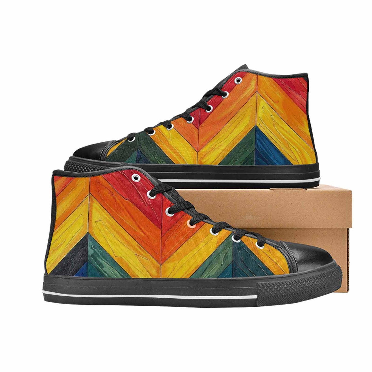 MEN'S Progress Pride Flag High Top Canvas Vivid Custom Shoes
