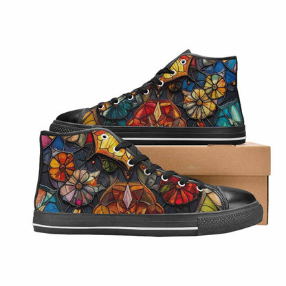 MEN'S Stained Glass Kaleidoscope High Top Canvas Dark Academia Custom Shoes
