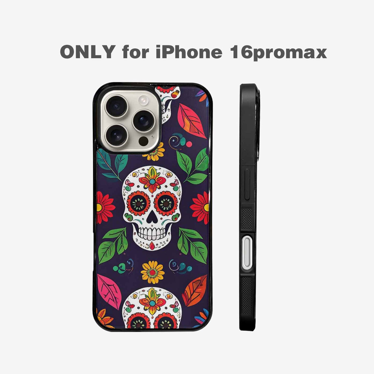 iPhone 16 Pro Max Case — Sunflowers Hundreds Of Skulls Art Seamless, Original Design Phone Case
