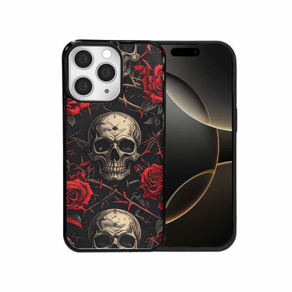 iPhone 15 Pro Max Case — Gothic Skulls Roses, Customized Protective Case