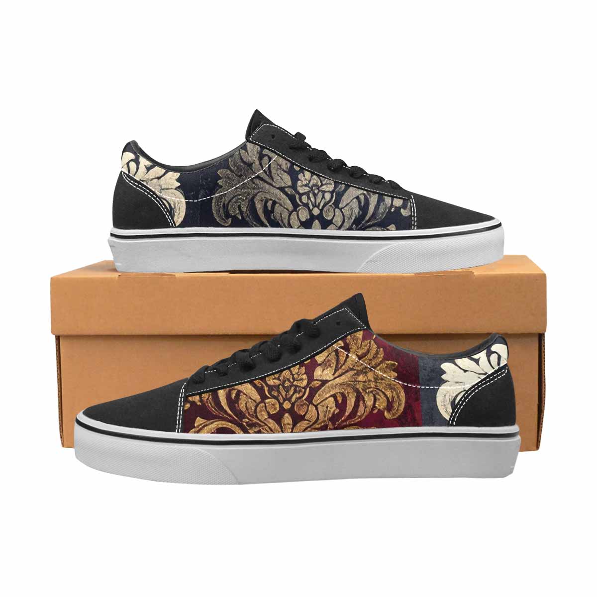WOMEN'S Damask Ornamental Wallpaper Canvas Lace-Up Vibrant Chaos Custom Sneakers