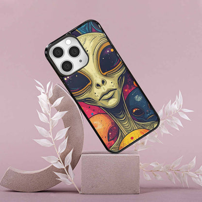 iPhone 15 Pro Max Case — Alien Ufo Cartoon Art Pattern Groovy, Custom Printed Phone Case