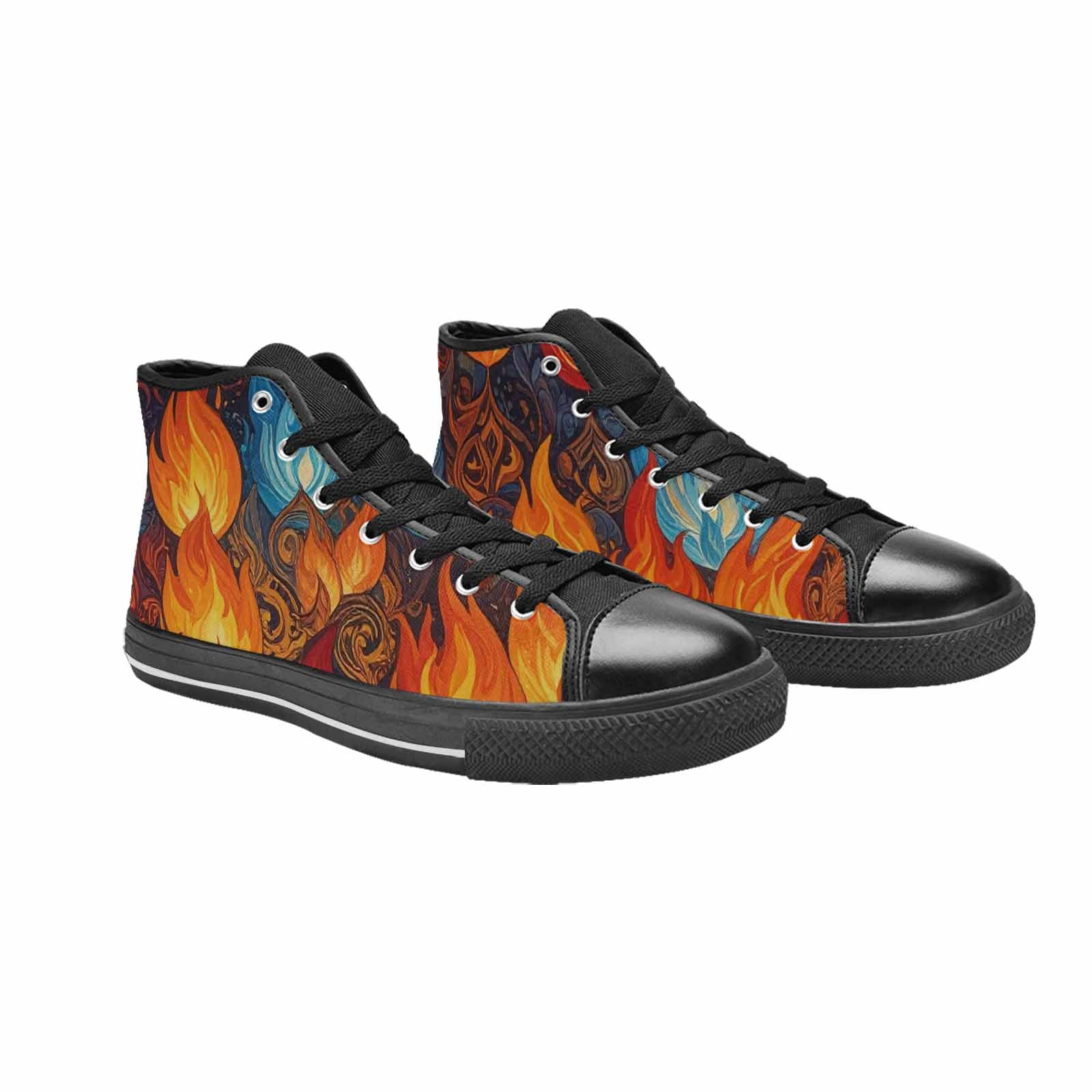 MEN'S Fire Flame High Top Canvas Cottagecore Sneakers
