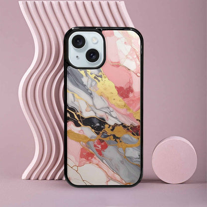 iPhone 15 Case — Marble Vein Marble Veins Pattern Hundreds, Customized Protective Case