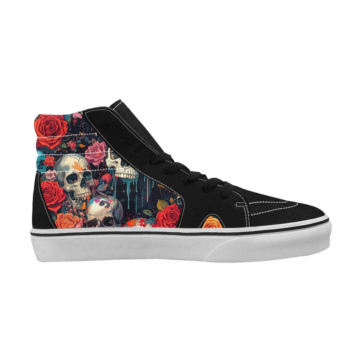 MEN'S Skulls Roses Melting Skulls High Top Canvas Y2K Custom Shoes