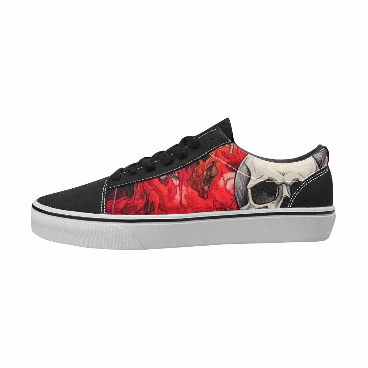 MEN'S Skulls Black & Red Ink Canvas Bold Print Dreamcore Custom Print Sneakers
