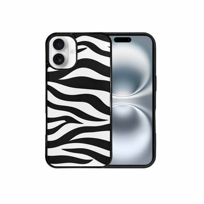 iPhone 16 Plus Case — Zebra Print Black White, Custom Designed Case Cover