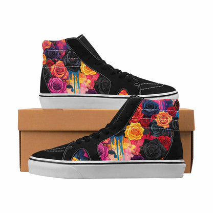 MEN'S Gothic Roses High Top Canvas Graphic Print Neon Fantasy Limited Edition Sneakers