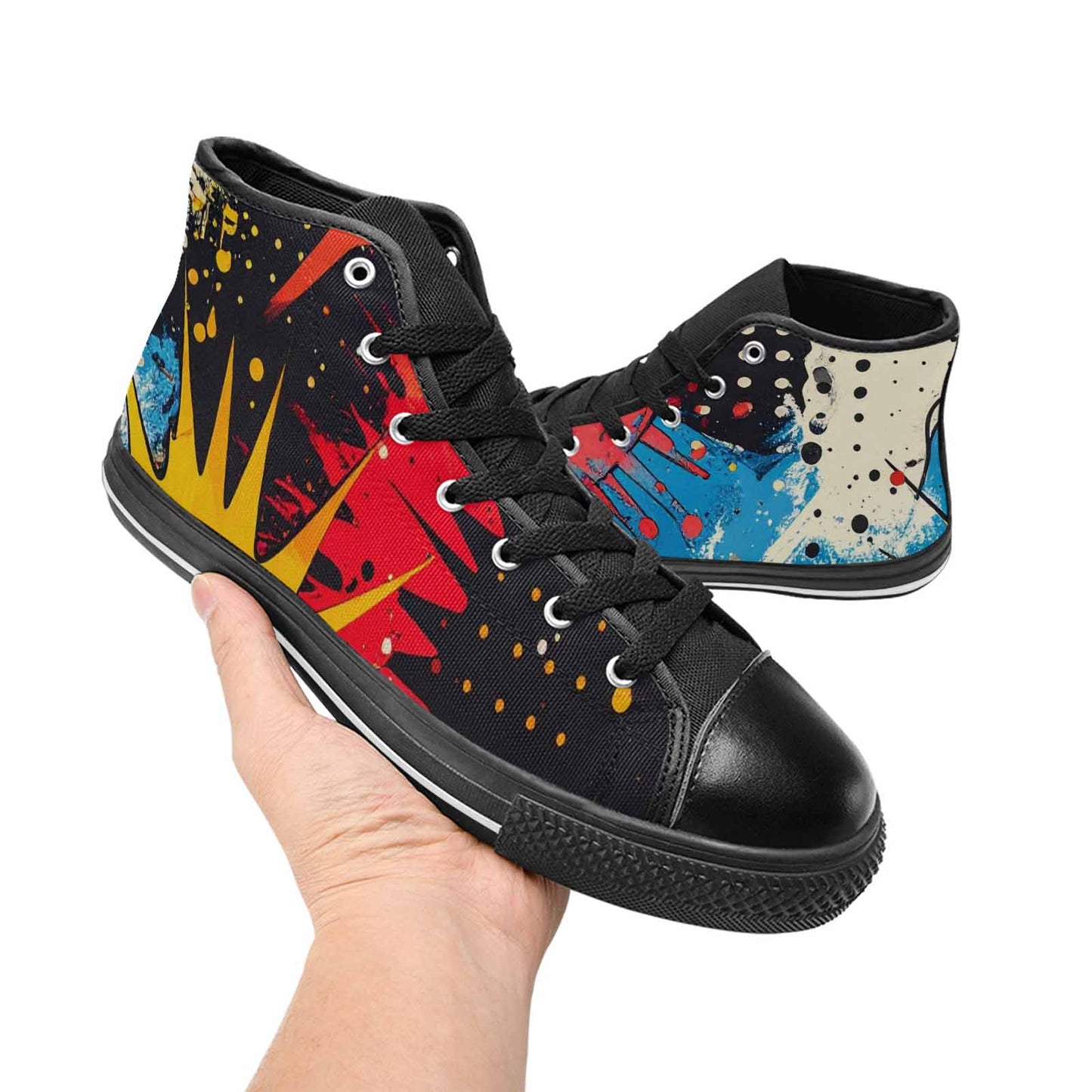 MEN'S Comic Book Halftone High Top Canvas Grunge Custom Sneakers