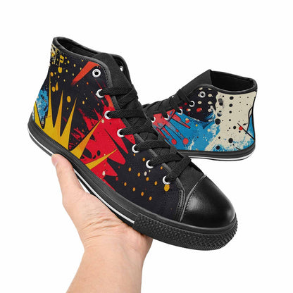 MEN'S Comic Book Halftone High Top Canvas Grunge Custom Sneakers