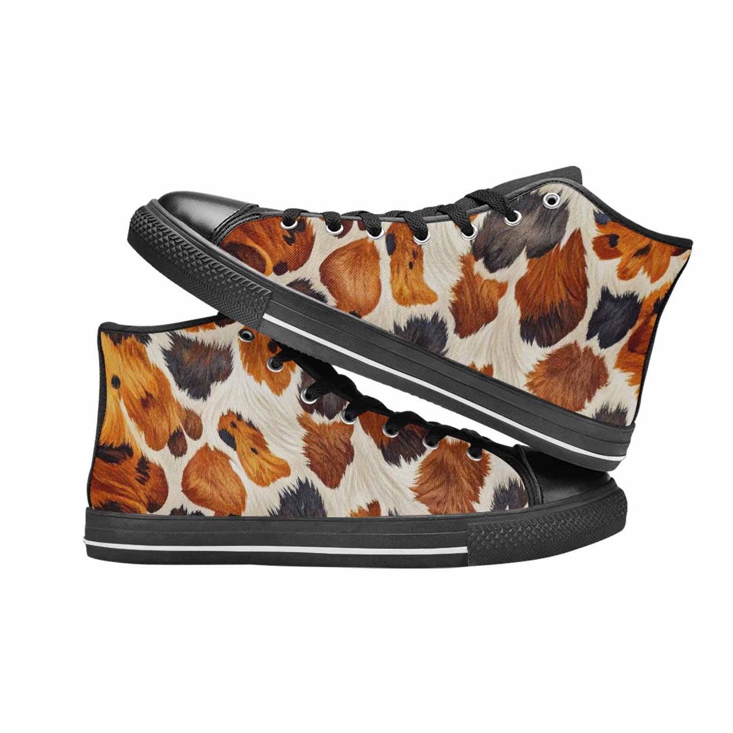 WOMEN'S Cow Animal Print High Top Canvas Surreal Shoes