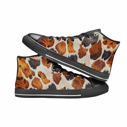 WOMEN'S Cow Animal Print High Top Canvas Surreal Shoes