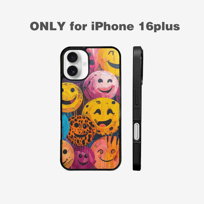 iPhone 16 Plus Case — Smiley Faces Animal Printsmile, Custom Art Phone Cover