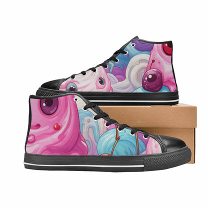WOMEN'S Melting Icecream Monster Cherry High Top Canvas Neon Fantasy Shoes