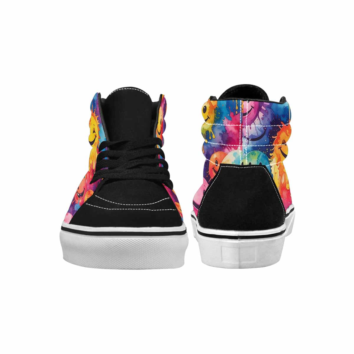 MEN'S Smiley Facessmiley Faces  High Top Canvas Cottagecore Custom Sneakers