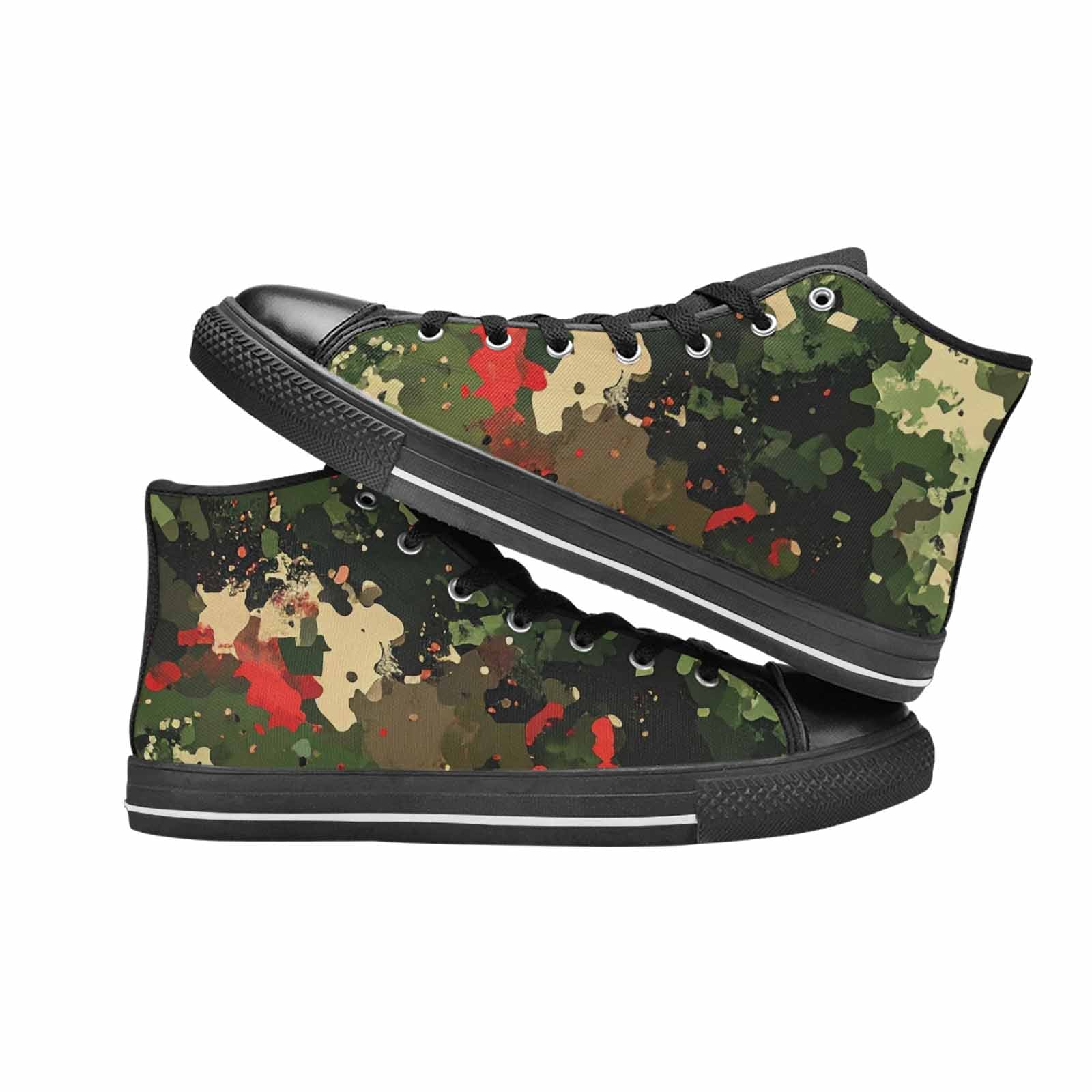 WOMEN'S Military Camouflage Blotch High Top Canvas Vibrant Chaos Shoes